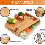 large bamboo cutting board and 4 containers with mobile holder gift included for home kitchen large bamboo cutting board and 4 containers with mobile holder gift included for home kitchen