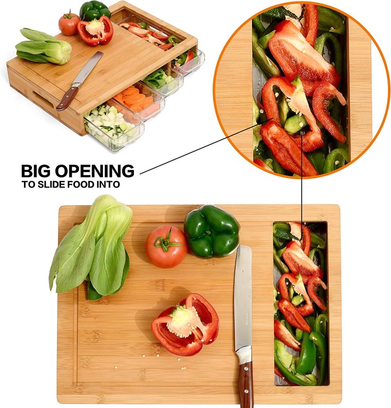 large bamboo cutting board and 4 containers with mobile holder gift included for home kitchen large bamboo cutting board and 4 containers with mobile holder gift included for home kitchen