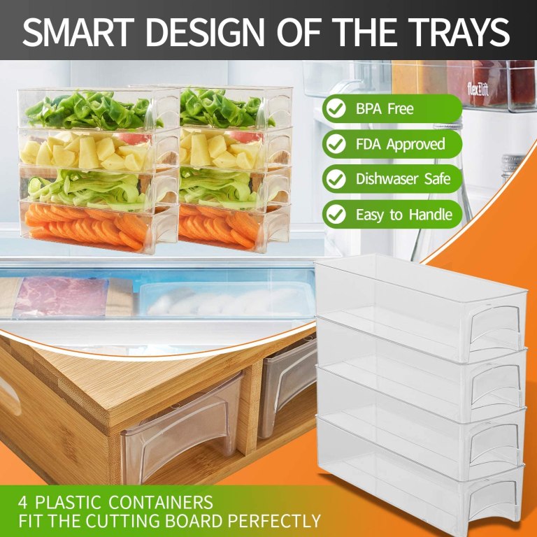 large bamboo cutting board and 4 containers with mobile holder gift included for home kitchen large bamboo cutting board and 4 containers with mobile holder gift included for home kitchen