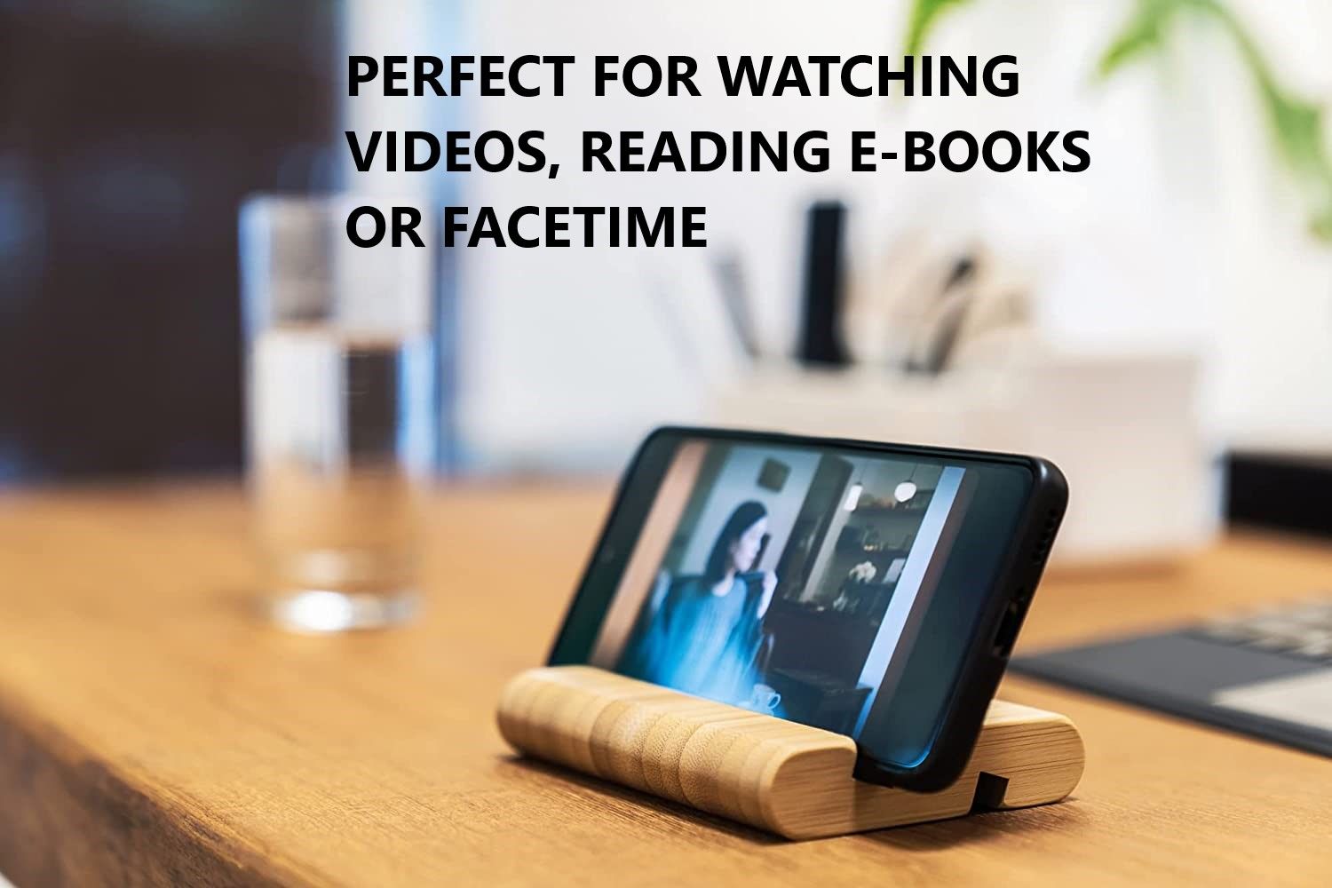 large bamboo cutting board and 4 containers with mobile holder gift included for home kitchen