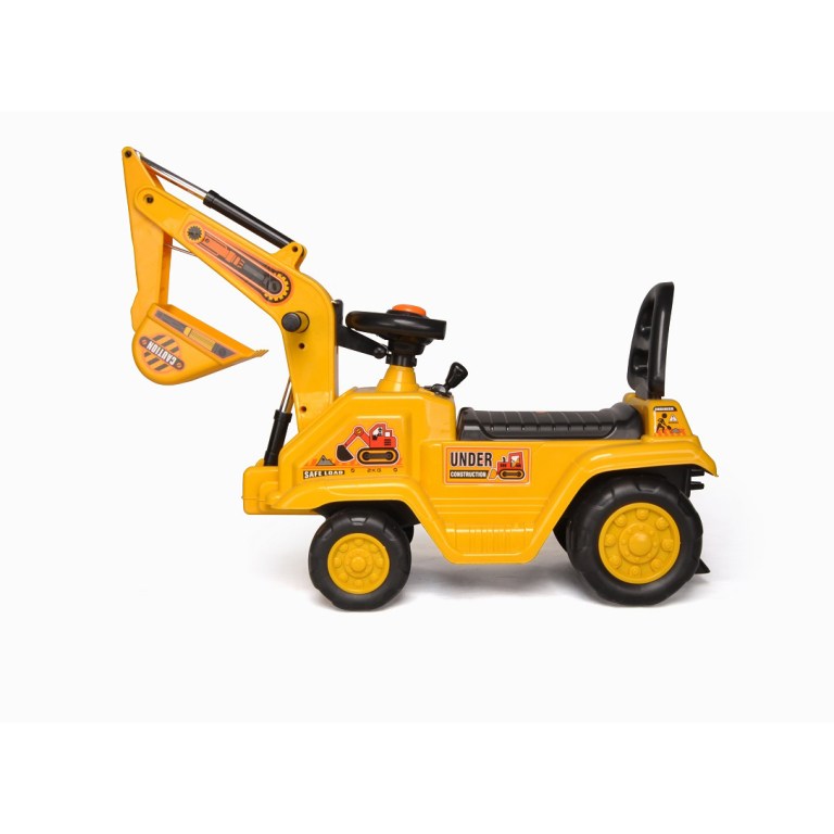 ride on children's excavator (yellow) w/ dual operation levers to scoop