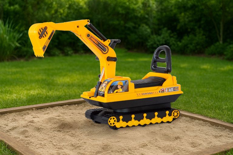 ride on children's excavator w/ sturdy track and dual operation levers to scoop ride on children's excavator w/ sturdy track and dual operation levers to scoop