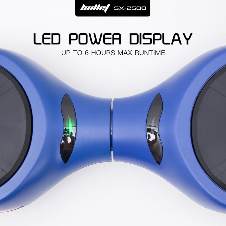 bullet sx 2500 hoverboard scooter, 500w brushless, ul certified, au compliant, 6.5 inch off road style tyres, superior self balancing system, led lights, blue bullet sx 2500 hoverboard scooter, 500w brushless, ul certified, au compliant, 6.5 inch off road style tyres, superior self balancing system, led lights, blue