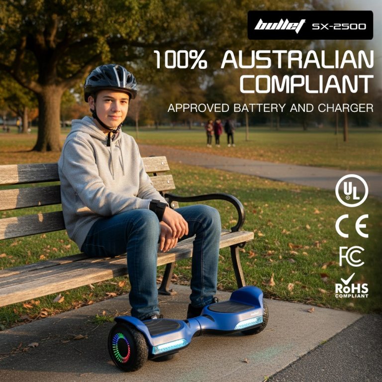 bullet sx 2500 hoverboard scooter, 500w brushless, ul certified, au compliant, 6.5 inch off road style tyres, superior self balancing system, led lights, blue bullet sx 2500 hoverboard scooter, 500w brushless, ul certified, au compliant, 6.5 inch off road style tyres, superior self balancing system, led lights, blue