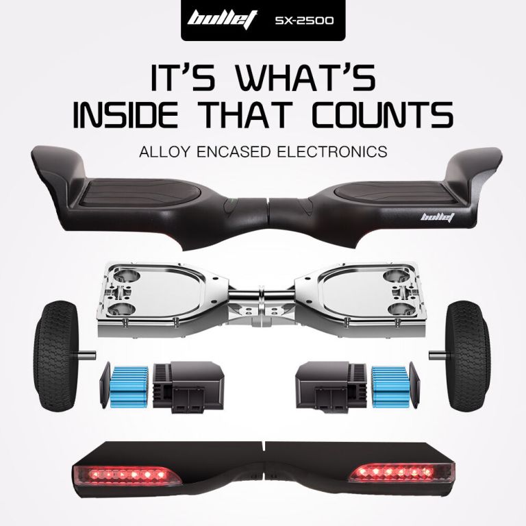 bullet sx 2500 hoverboard scooter, 500w brushless, ul certified, au compliant, 6.5 inch off road style tyres, superior self balancing system, led lights, black bullet sx 2500 hoverboard scooter, 500w brushless, ul certified, au compliant, 6.5 inch off road style tyres, superior self balancing system, led lights, black