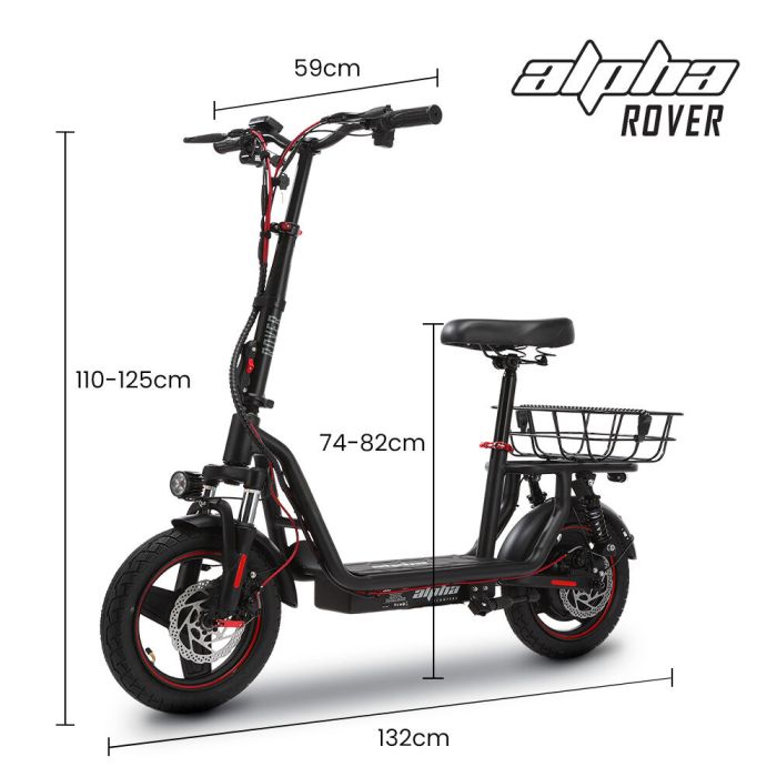 alpha rover electric scooter with seat, 500w 48v 25km/h 30km range, 14 inch tyres alpha rover electric scooter with seat, 500w 48v 25km/h 30km range, 14 inch tyres