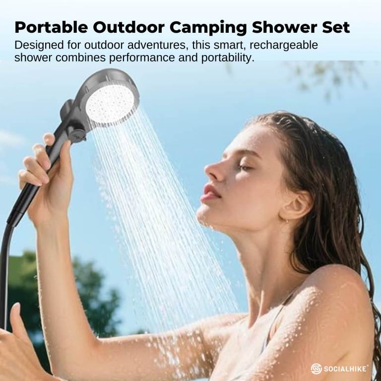 social hike portable camping shower kit 6000mah outdoor rechargeable pump led social hike portable camping shower kit 6000mah outdoor rechargeable pump led