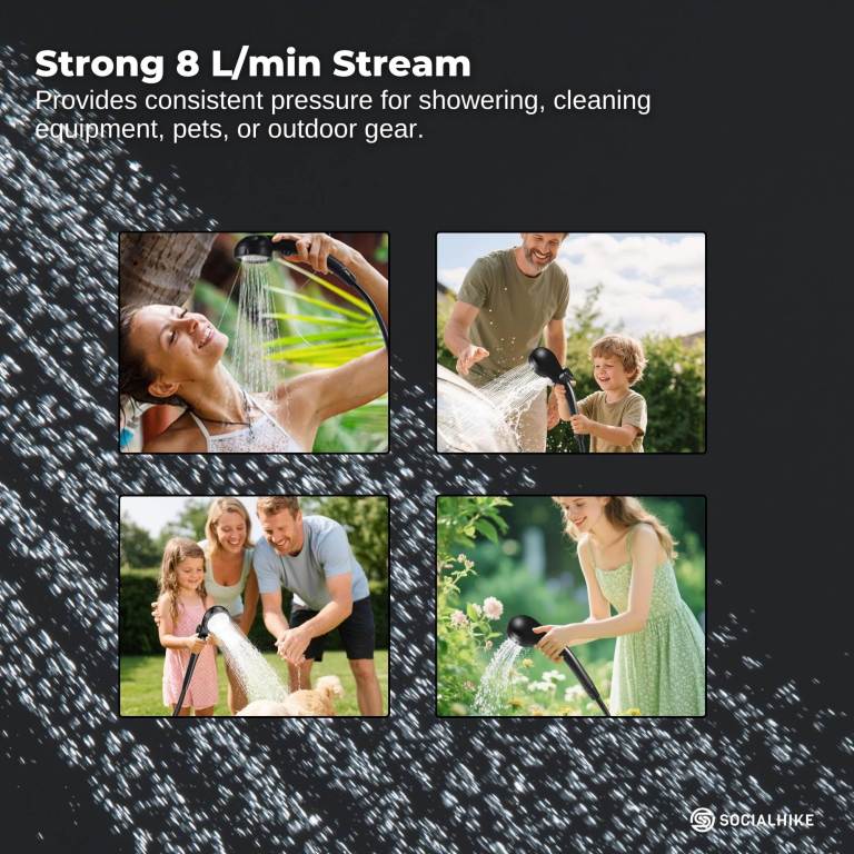 social hike portable camping shower kit 6000mah outdoor rechargeable pump led social hike portable camping shower kit 6000mah outdoor rechargeable pump led