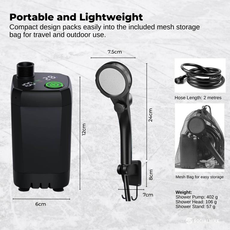 social hike portable camping shower kit 6000mah outdoor rechargeable pump led social hike portable camping shower kit 6000mah outdoor rechargeable pump led