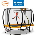kahuna 6 ft x 9 ft rectangular outdoor trampoline with led basketball set orange kahuna 6 ft x 9 ft rectangular outdoor trampoline with led basketball set orange