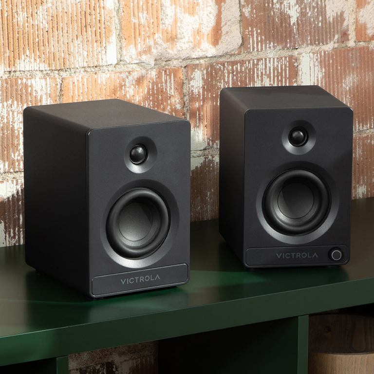 victrola automatic turntable + victrola tempo bookshelf speakers bundle black victrola automatic turntable + victrola tempo bookshelf speakers bundle black