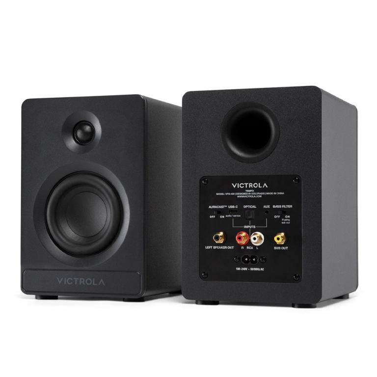 victrola automatic turntable + victrola tempo bookshelf speakers bundle black victrola automatic turntable + victrola tempo bookshelf speakers bundle black