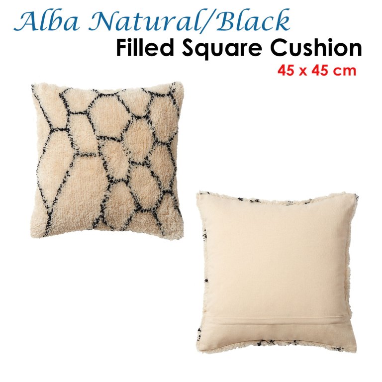 accessorize alba natural black filled square cushion accessorize alba natural black filled square cushion