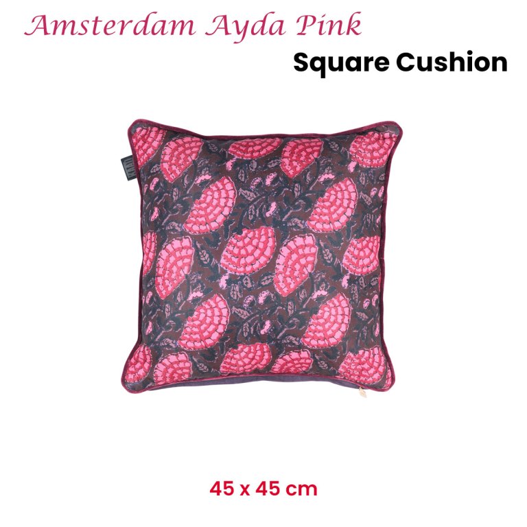 kaat amsterdam ayda pink floral square filled cushion 45cm x 45cm kaat amsterdam ayda pink floral square filled cushion 45cm x 45cm