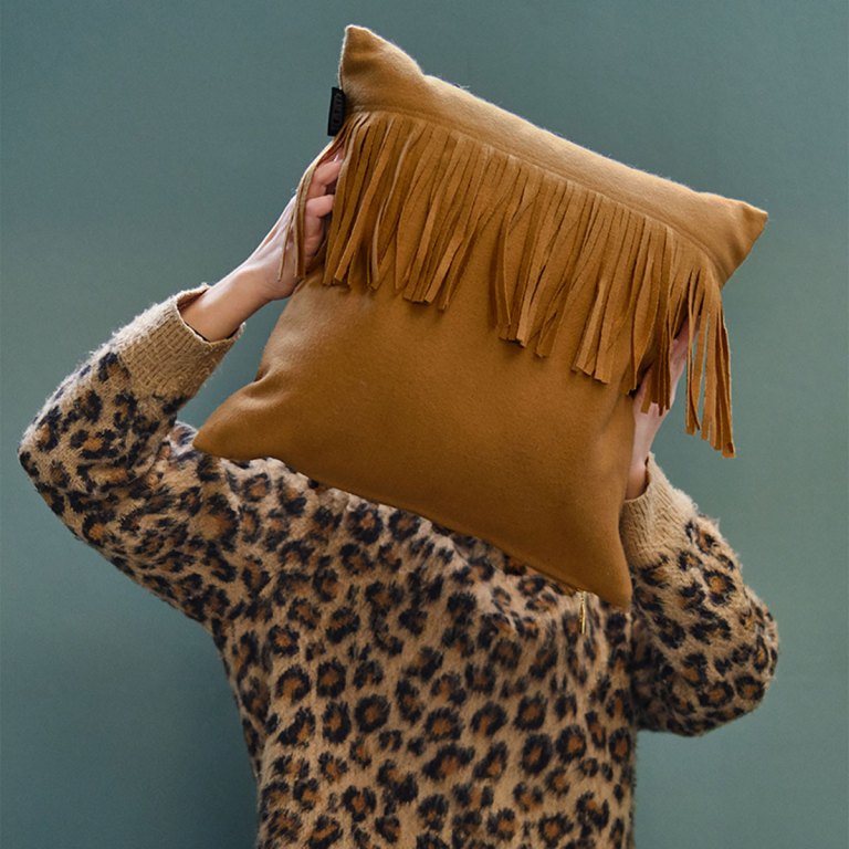 kaat amsterdam frey brown square filled cushion 40cm x 40cm