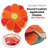 girls georgia flower applique round filled cushion 40 cm diameter