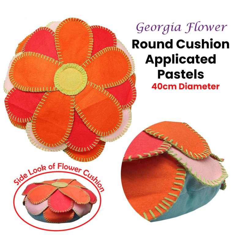 girls georgia flower applique round filled cushion 40 cm diameter girls georgia flower applique round filled cushion 40 cm diameter