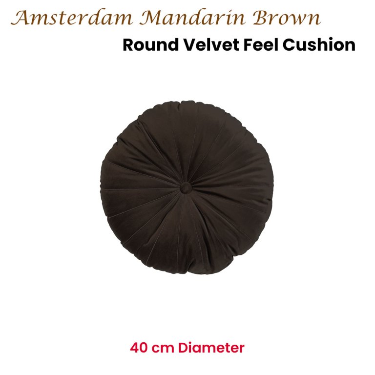 kaat amsterdam mandarin brown round filled cushion 40cm diameter