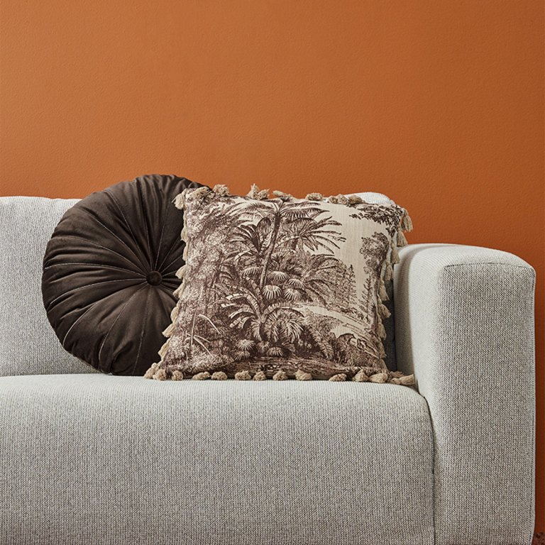 kaat amsterdam mandarin brown round filled cushion 40cm diameter