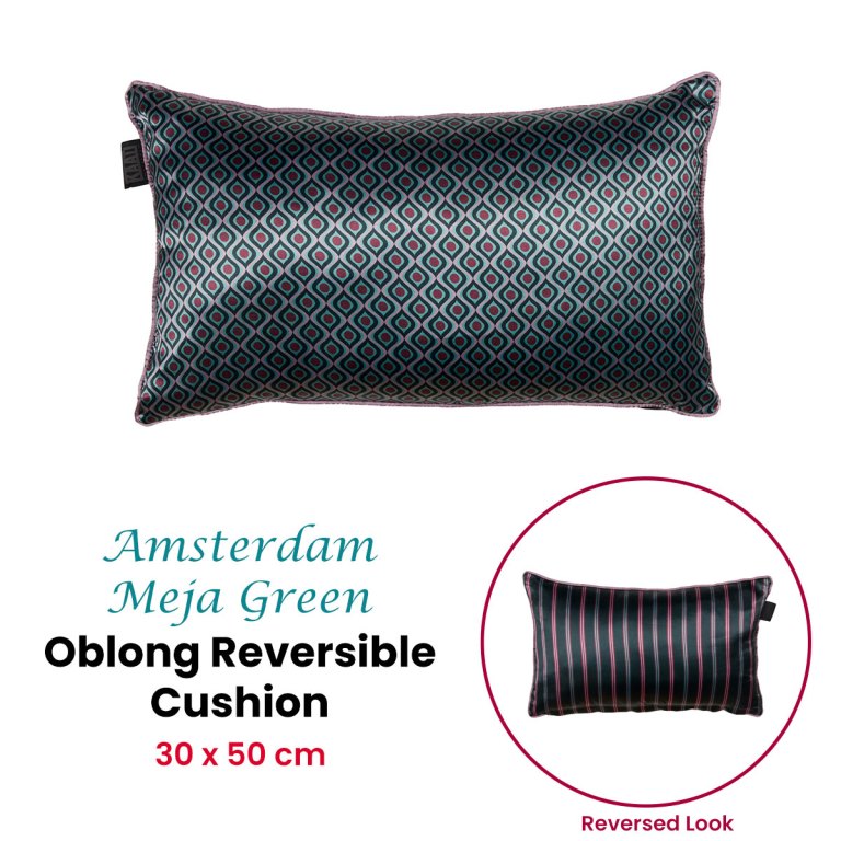 kaat amsterdam meja green reversible oblong filled cushion 30cm x 50cm