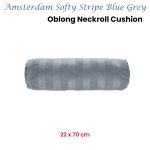 kaat amsterdam softy stripe blue grey oblong neckroll filled cushion 22cm x 70cm