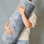 kaat amsterdam softy stripe blue grey oblong neckroll filled cushion 22cm x 70cm
