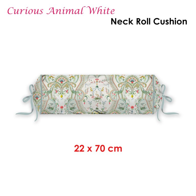 pip studio curious animal white neck roll cushion