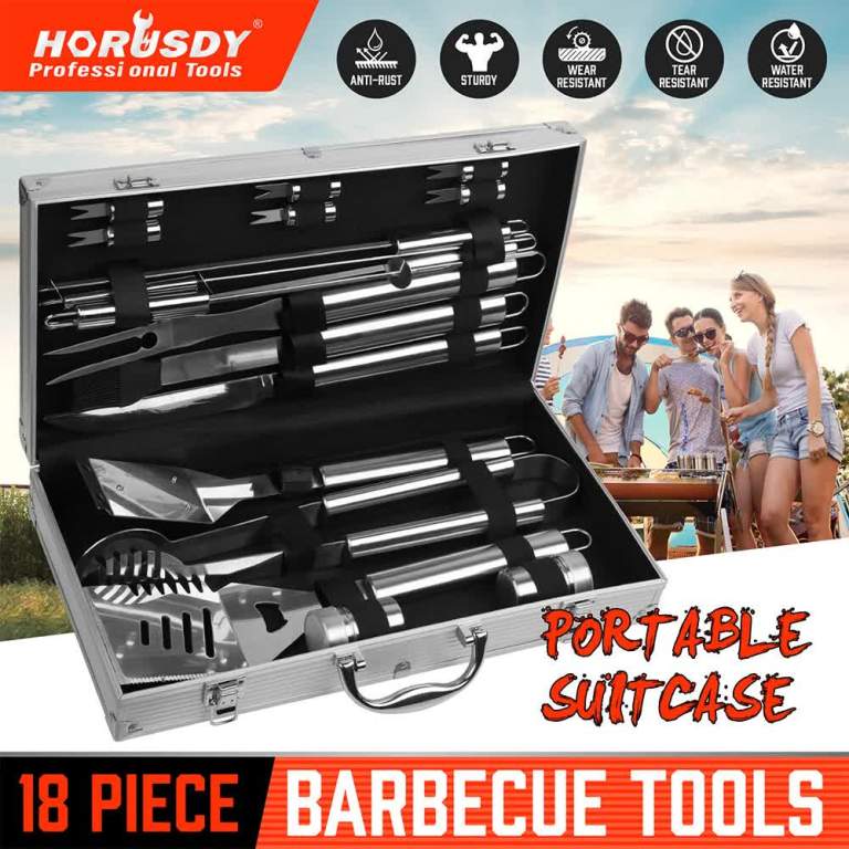 18pcs bbq tool set stainless steel barbecue utensil cooking grill outdoor cook 18pcs bbq tool set stainless steel barbecue utensil cooking grill outdoor cook