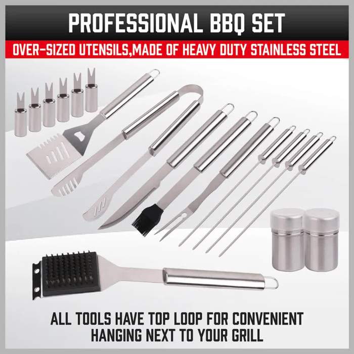 18pcs bbq tool set stainless steel barbecue utensil cooking grill outdoor cook