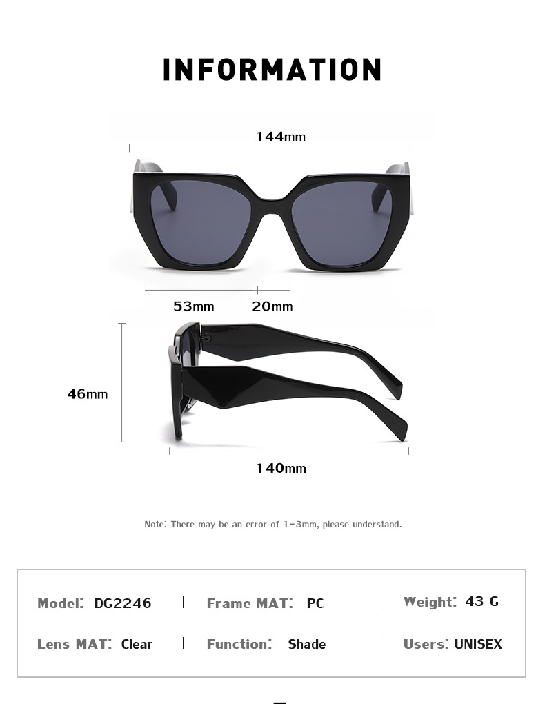 bold oversized black frame sunglasses | uv400 designer fashion shades