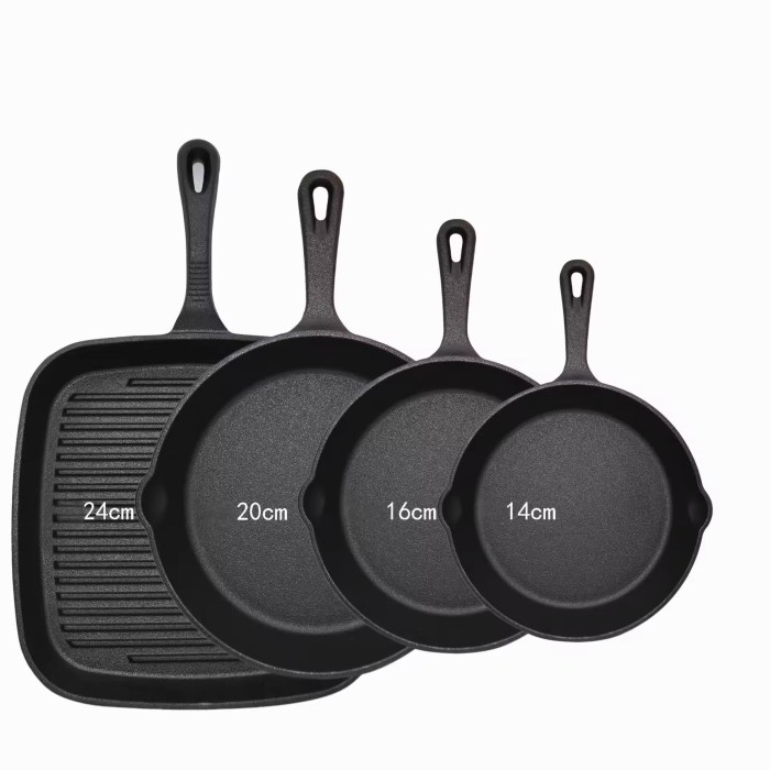 four piece set heavy duty cast iron skillet & grill pan thickened vintage style cookware for steak breakfast & camping four piece set heavy duty cast iron skillet & grill pan thickened vintage style cookware for steak breakfast & camping