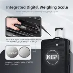 28 digital weighing scale and usb charging port lightweight luggage suitcase black"