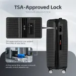 28 digital weighing scale and usb charging port lightweight luggage suitcase black"