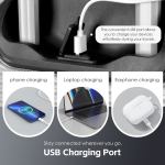 24 digital weighing scale and usb charging port lightweight luggage suitcase silver black"