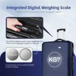 24 digital weighing scale and usb charging port lightweight luggage suitcase silver blue"
