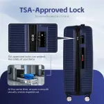 24 digital weighing scale and usb charging port lightweight luggage suitcase silver blue"