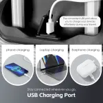 24 digital weighing scale and usb charging port lightweight luggage suitcase silver"