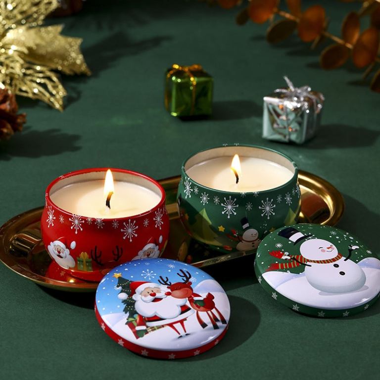 4 pcs of scented candle tinplate jar wax plant candle christmas gift 4 pcs of scented candle tinplate jar wax plant candle christmas gift