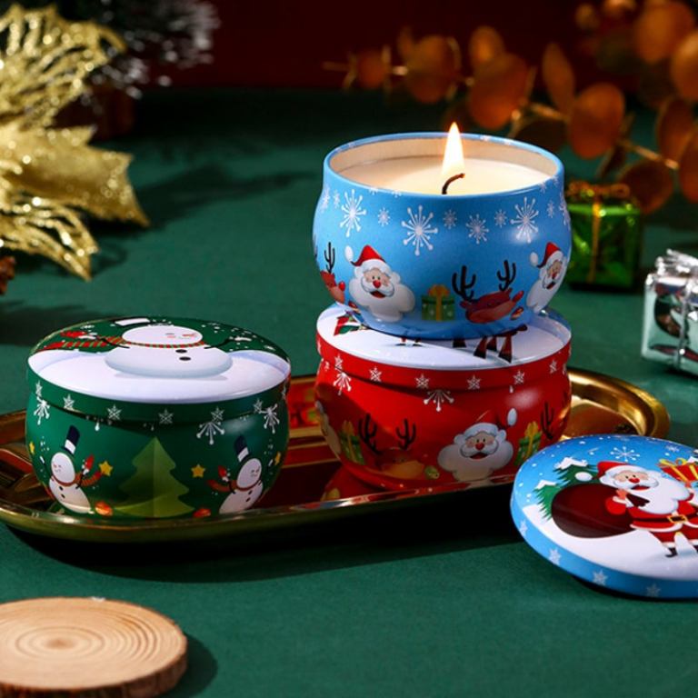 4 pcs of scented candle tinplate jar wax plant candle christmas gift 4 pcs of scented candle tinplate jar wax plant candle christmas gift