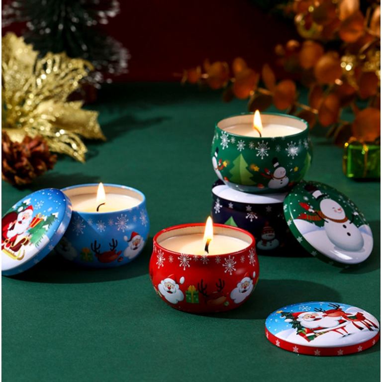 4 pcs of scented candle tinplate jar wax plant candle christmas gift 4 pcs of scented candle tinplate jar wax plant candle christmas gift