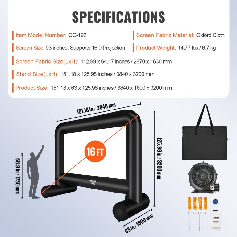 vevor inflatable movie screen, 16 ft inflatable projector screen vevor inflatable movie screen, 16 ft inflatable projector screen