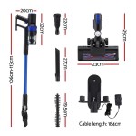 devanti stick vacuum cleaner brushless cordless 350w blue
