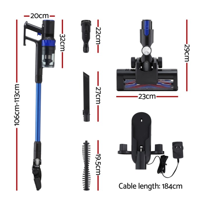devanti stick vacuum cleaner brushless cordless 350w blue devanti stick vacuum cleaner brushless cordless 350w blue