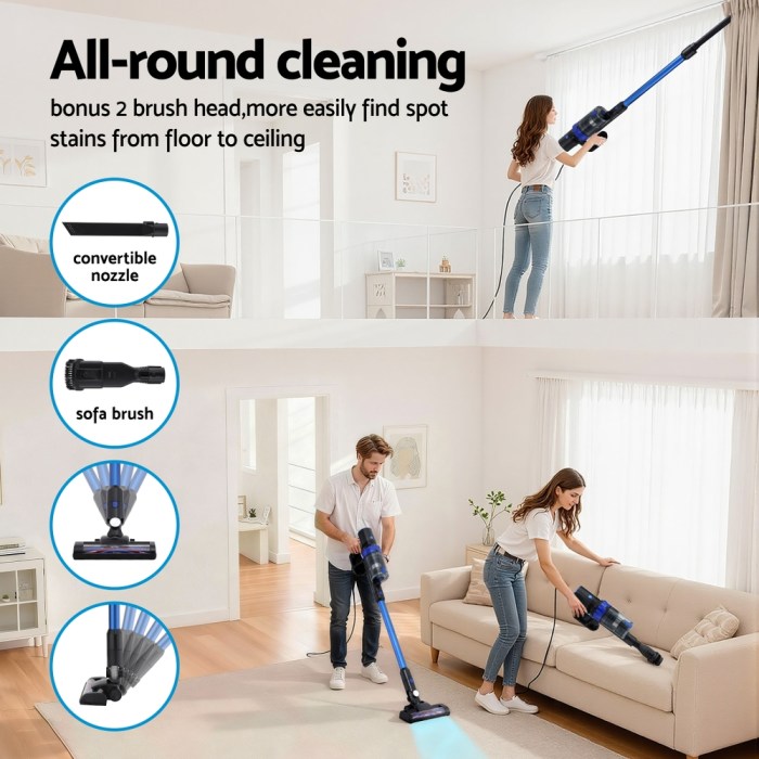 devanti stick vacuum cleaner brushless cordless 350w blue devanti stick vacuum cleaner brushless cordless 350w blue