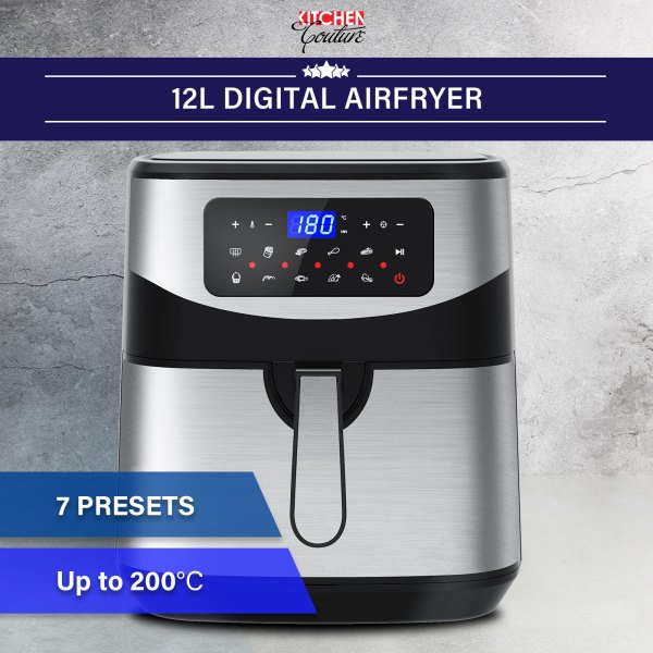 kitchen couture digital 12l air fryer silver kitchen couture digital 12l air fryer silver