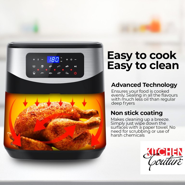 kitchen couture digital 12l air fryer silver