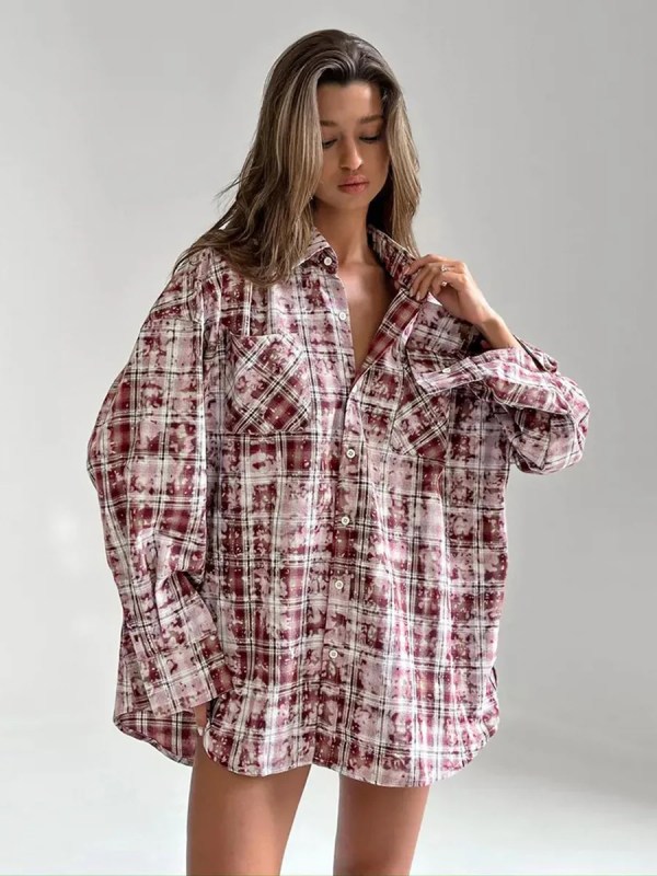 bornlads personalized street retro vintage plaid shirt women's spring autumn new loose outer long sleeved women shirt Bornlads Personalized Street Retro Vintage Plaid Shirt Women\'s Spring Autumn New Loose Outer Long Sleeved Women Shirt