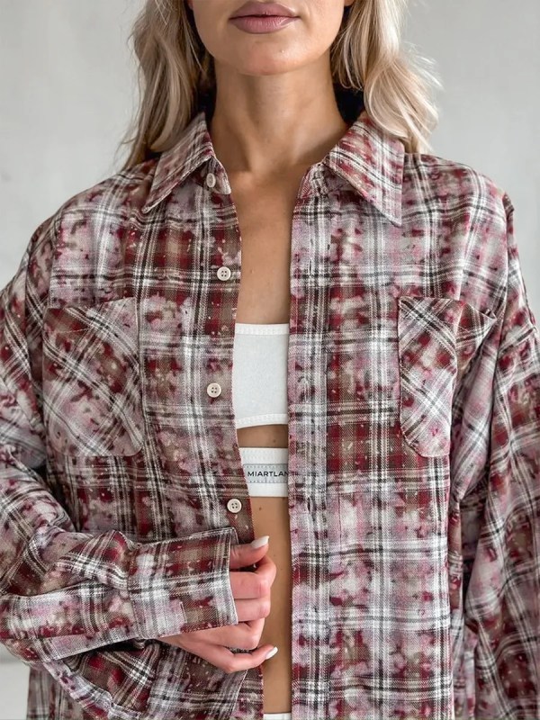 bornlads personalized street retro vintage plaid shirt women's spring autumn new loose outer long sleeved women shirt Bornlads Personalized Street Retro Vintage Plaid Shirt Women\'s Spring Autumn New Loose Outer Long Sleeved Women Shirt 5