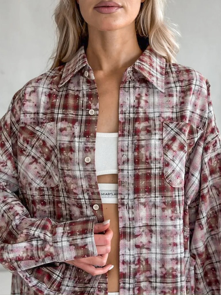 Bornlads Personalized Street Retro Vintage Plaid Shirt Women\'s Spring Autumn New Loose Outer Long Sleeved Women Shirt 5