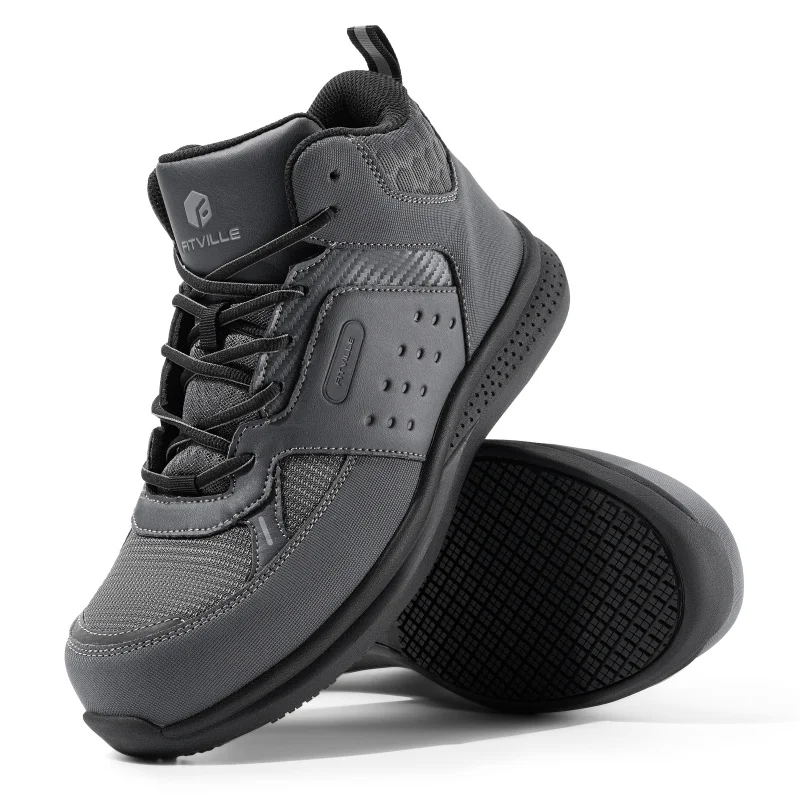 FitVille Wide Work Boots For Men Composite Toe Safety Work Shoes Slip-Resistant Work Boots Waterproof Lightweight - SteelCore